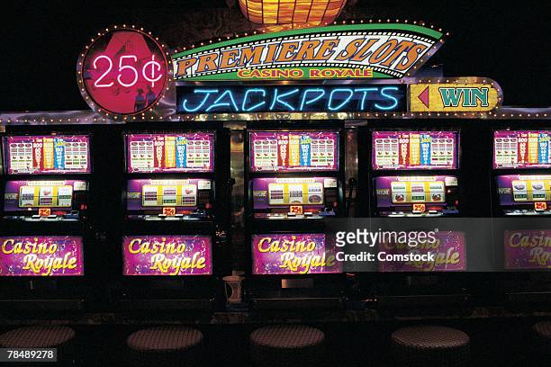 slot machines in casino - casino interior stock pictures, royalty-free photos & images