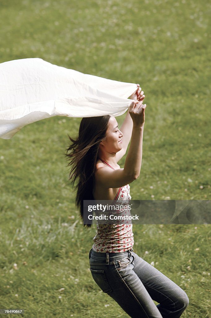 Woman with sheet