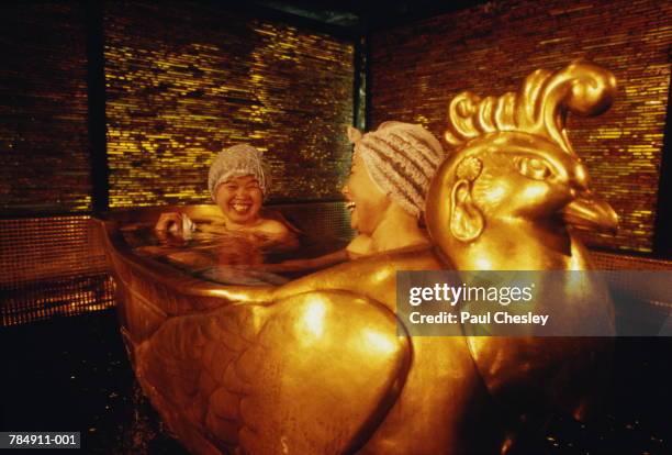 japan,iza peninsula,women in gold bath,world's largest piece of gold - world toilet day foto e immagini stock