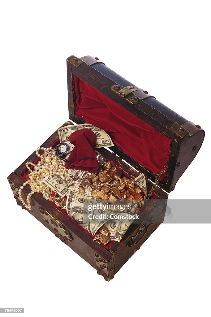 Valuable items in a treasure chest
