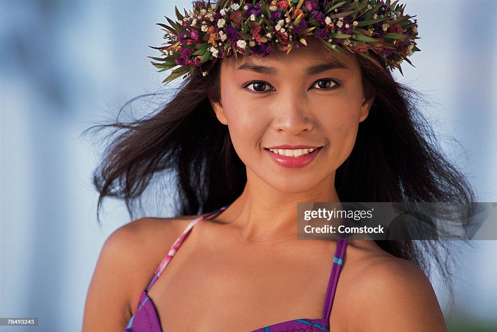 Woman wearing lei