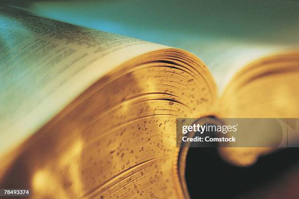 close-up of open book - old book pages stock pictures, royalty-free photos & images