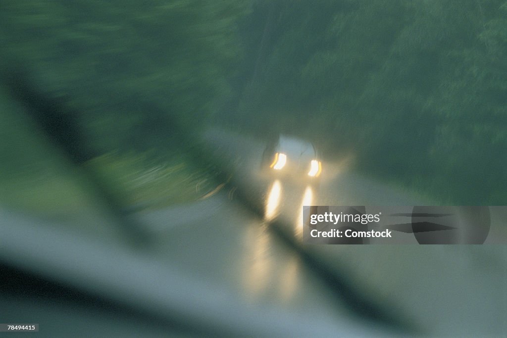 Car on wet road