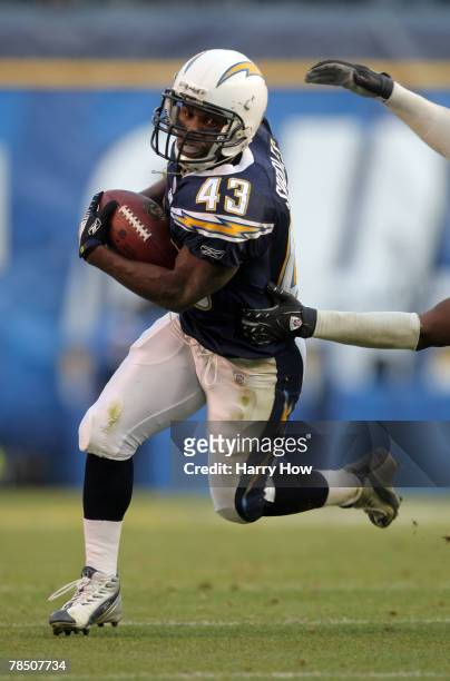 Darren Sproles of the San Diego Chargers avoids a tackle against the Detroit Lions during the fourth quarter at Qualcomm Stadium December 16, 2007 in...