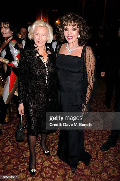 Honor Blackman and Joan Collins attend 'Let the Party Start' - Dame Shirley Bassey's 70th birthday at Cliveden House on December 16, 2007 in Taplow,...
