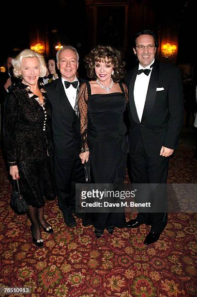 Honor Blackman, Nicholas Grace, Joan Collins and Percy Gibson attend 'Let the Party Start' - Dame Shirley Bassey's 70th birthday at Cliveden House on...