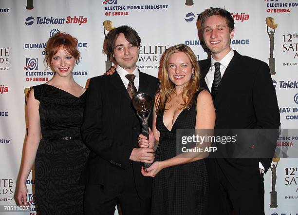 The cast of Mad Men show Chritina Hendricks, Vincent Kartheiser, Elisabeth Moss and Aaron Staton is honored at the 12th Satellite Awards organize by...