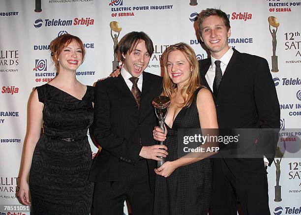The cast of Mad Men show Chritina Hendricks, Vincent Kartheiser, Elisabeth Moss and Aaron Staton is honored at the 12th Satellite Awards organize by...