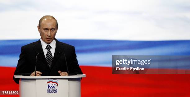 Russian President Vladimir Putin attends the congress of the United Russia party on December 17, 2007 in Moscow, Russia. President Vladimir Putin has...