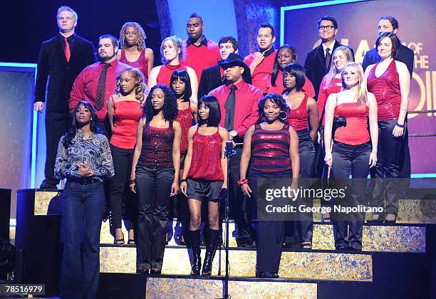 Singer Kelly Rowland with her Houston choir during the Clash of the Choirs rehearsal show on December 16, 2007 at Steiner Studios in Brooklyn, New...