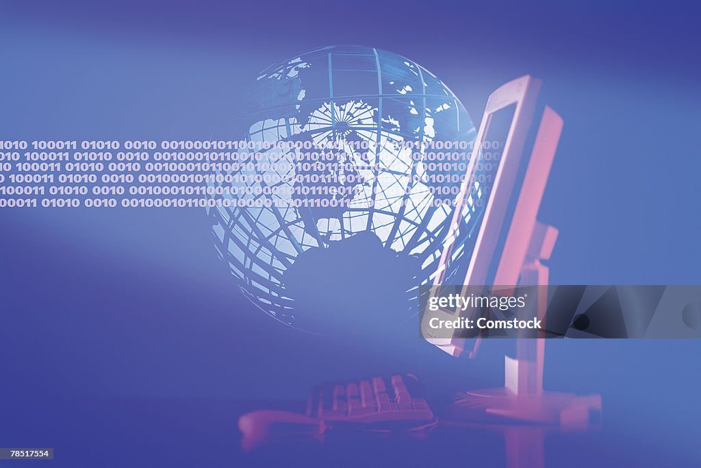 Computer Recieving Information Computer With Globe Receiving Information High-Res Stock Photo - Getty ...