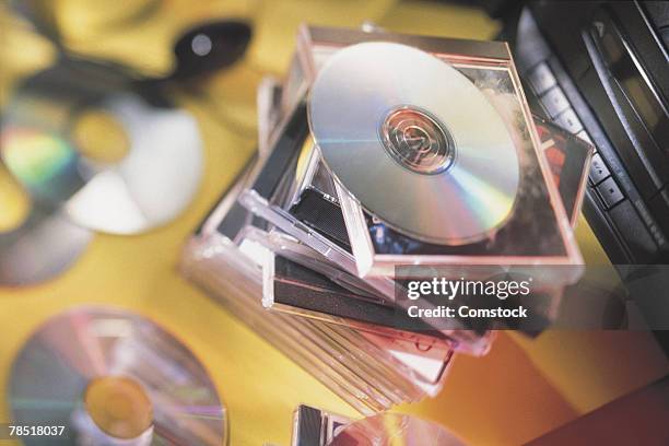 stacks of cds - dvd fodral bildbanksfoton och bilder