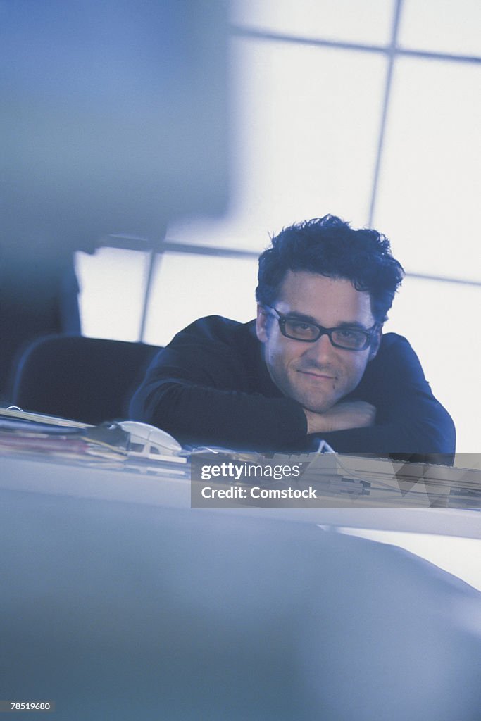 Man sitting at desk