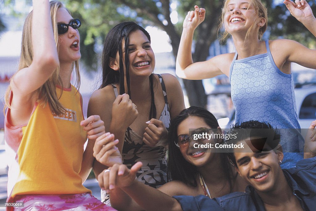 Group of teenagers hanging out