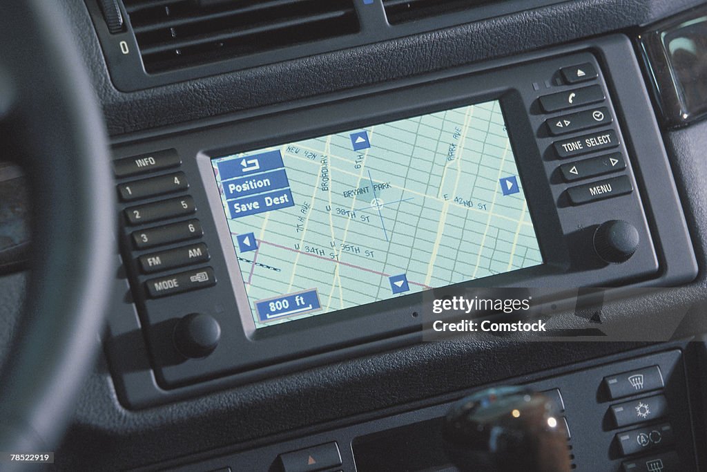 GPS system in dashboard of car