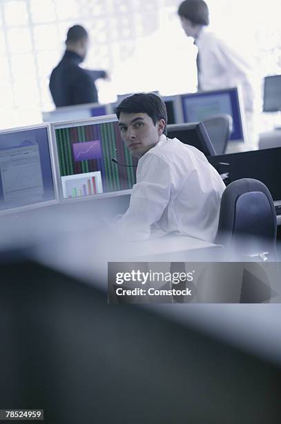 businessman working in office - over shoulder computer stock pictures, royalty-free photos & images