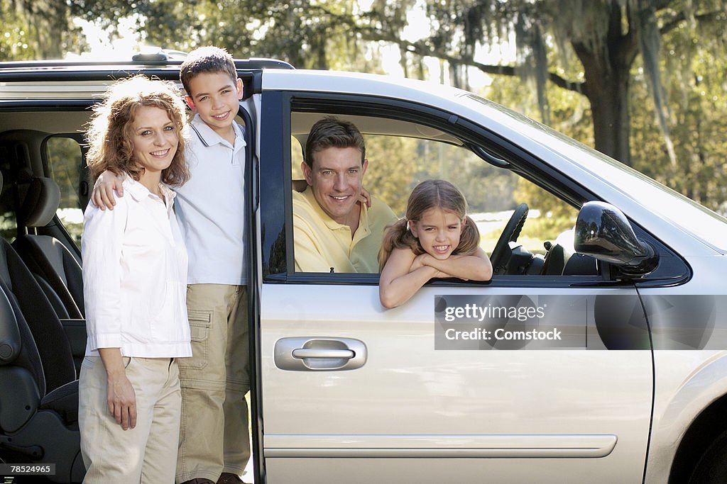 Family in car