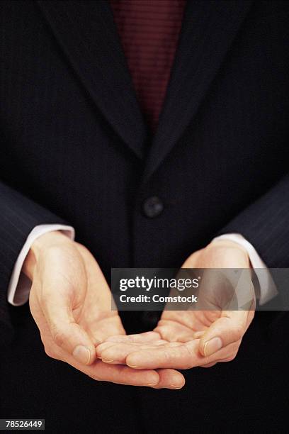 businessman's empty hands - hands cupped empty ストックフォト�と画像