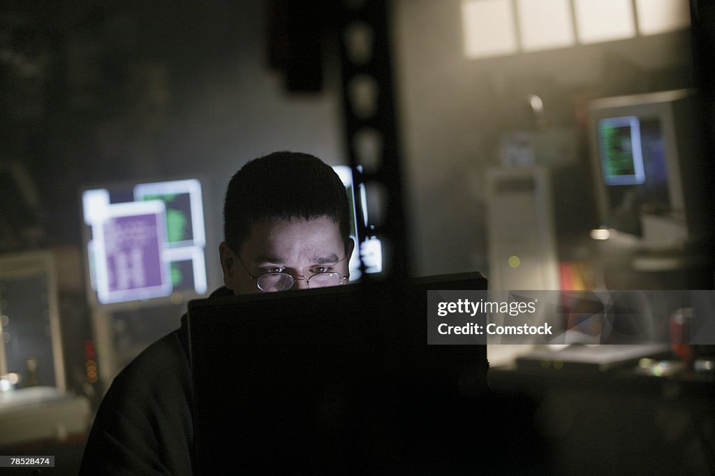 Man W Computer Man At Computer High-Res Stock Photo - Getty Images