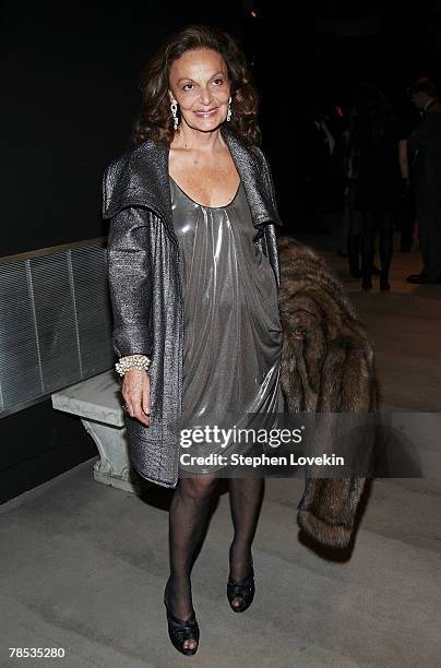 Designer Diane Von Furstenberg attends the "Blog.mode Addressing Fashion" reception at The Metropolitan Museum of Art on December 17, 2007 in New...