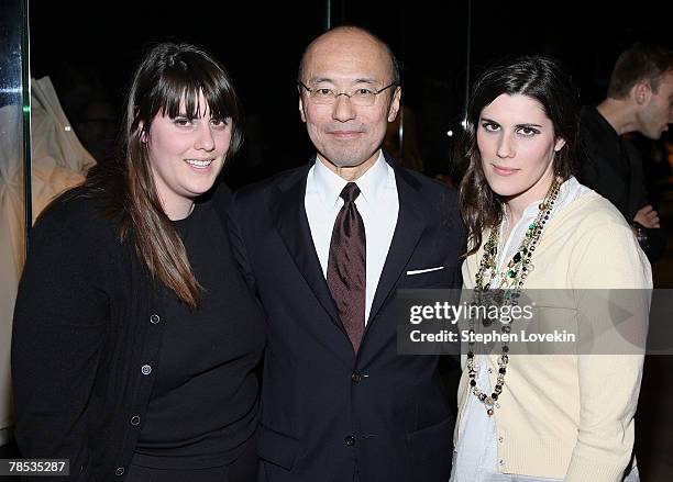 Rodarte designers Kate Mulleavy , Laura Mulleavy and curator of the MET exhibit Harold Koda attend the "Blog.mode Addressing Fashion" reception at...