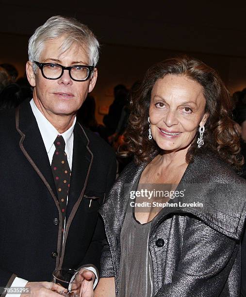 Photographer Eric Boman and designer Diane Von Furstenberg attend the "Blog.mode Addressing Fashion" reception at The Metropolitan Museum of Art on...