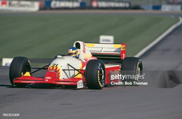 Italian racing driver Michele Alboreto drives the Lola BMS Scuderia Italia Lola T93/30 Ferrari 040 3.5 V12 to finish in 11th place in the 1993...