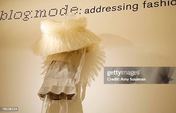 Issey Miyake's "Staircase Pleats," is displayed at the "Blog.mode: addressing fashion" exhibit at the Metropolitan Museum of Art's Costume Institute...