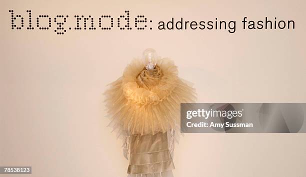 An Issey Miyake "Staircase Pleats," is displayed at the "Blog.mode: addressing fashion" exhibit at the Metropolitan Museum of Art's Costume Institute...