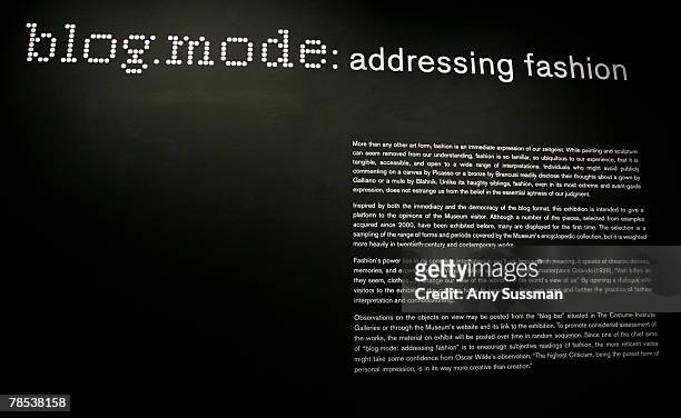 The "Blog.mode: addressing fashion" exhibit at the Metropolitan Museum of Art's Costume Institute on December 17, 2007 in New York City.