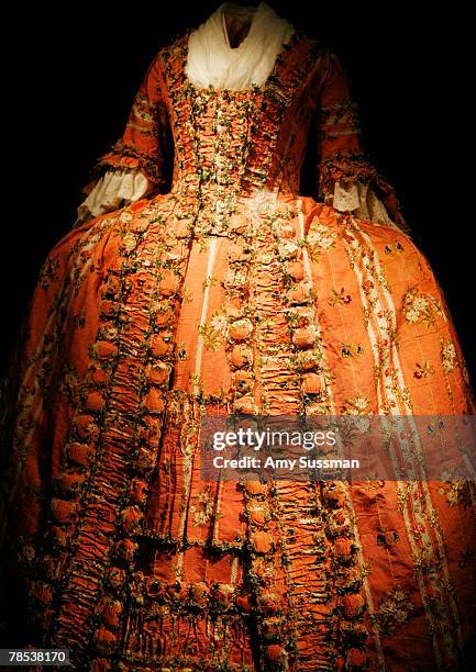 French dress is displayed at the "Blog.mode: addressing fashion" exhibit at the Metropolitan Museum of Art's Costume Institute on December 17, 2007...