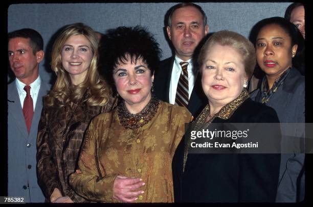 Actress Natasha Richardson, Elizabeth Taylor and Co-chairman of the American Foundation for AIDS Research Mathilde Krim stand December 2, 1996 in New...