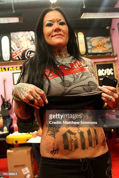 Guest visits High Voltage Tattoo on December 14, 2007 in Los Angeles, California.