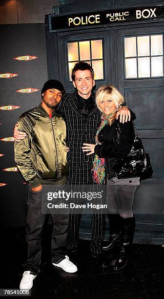 Actors Noel Clarke, David Tennant and Camille Coduri attend the gala screening of the 'Doctor Who' Christmas episode at the Science Museum on...