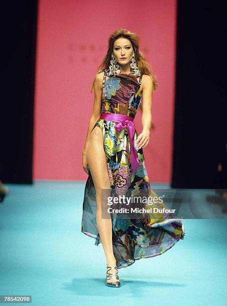 Model Carla Bruni walks the catwalk at a Christian Lacroix High fashion show in Paris, France. According to reports, December 18, 2007 French...