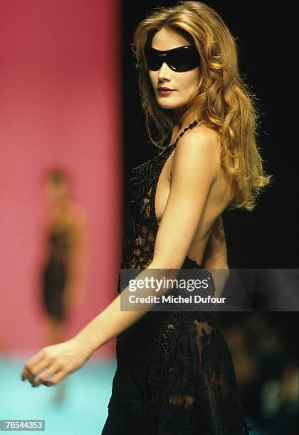 Model Carla Bruni poses at a Christian Lacroix ready to wear show in Paris, France. According to reports, December 18, 2007 French President Nicolas...