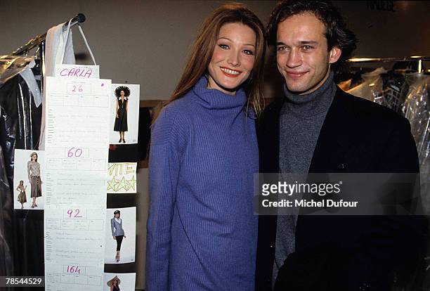 Model Carla Bruni poses with Vincent Perez in Paris, France. According to reports, December 18, 2007 French President Nicolas Sarkozy has asked the...