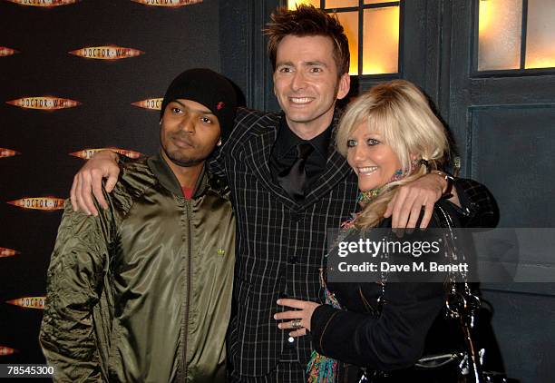 Actors Noel Clarke, David Tennant and Camille Coduri attend the gala screening of the 'Doctor Who' Christmas episode at the Science Museum December...