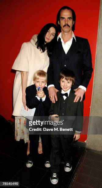 Musician Nick Cave and Susie Bick with sons Arthur and Earl attend the gala screening of the 'Doctor Who' Christmas episode at the Science Museum...