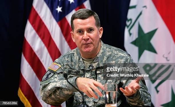 Maj. Gen. Kevin J. Bergner , Multi-National Force - Iraq spokesman, speaks on December 19, 2007 during a press conference about recent efforts...