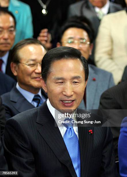 Lee Myung-Bak of the conservative main opposition Grand National Party is declared the winner of the presidential elections December 19, 2007 in...