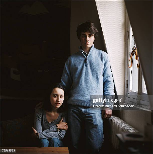 Lorenzo & Melanie, children of Ingrid Betancourt poses at a portrait session in Paris on February 7, 2007.