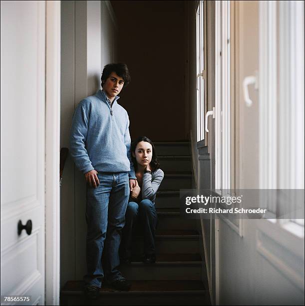 Lorenzo & Melanie, children of Ingrid Betancourt poses at a portrait session in Paris on February 7, 2007.