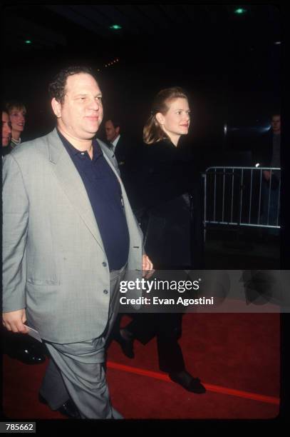 Producer Harvey Weinstein with his wife Eve Chilton Weinstein attend the premiere of the film "Jerry Maguire" at Pier 88 December 6, 1996 in New York...