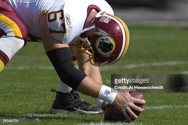 Long snapper Ethan Albright of the Washington Redskins sets for play against the Tampa Bay Buccaneers at the Raymond James Stadium on November 25,...