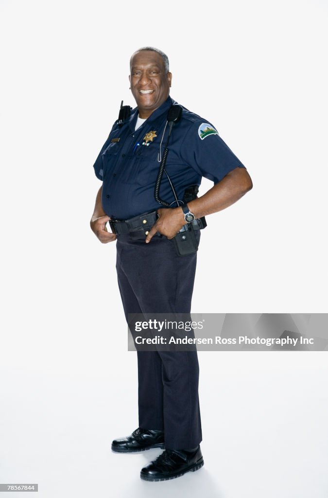 Portrait of senior African American male police officer