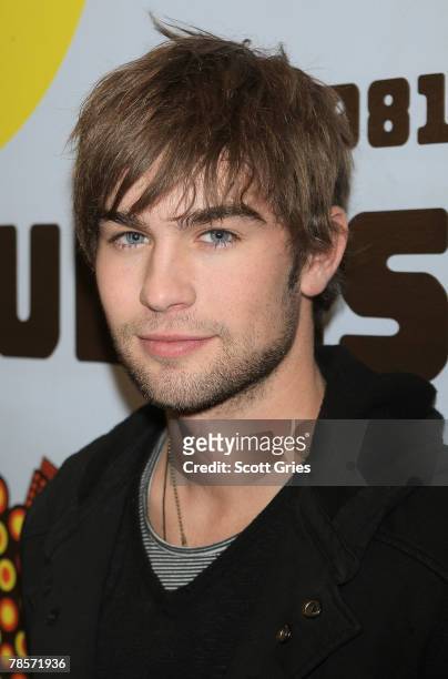 Actor Chace Crawford poses for a photo backstage during MTV's Total Request Live at the MTV Times Square Studios December 17, 2007 in New York City.