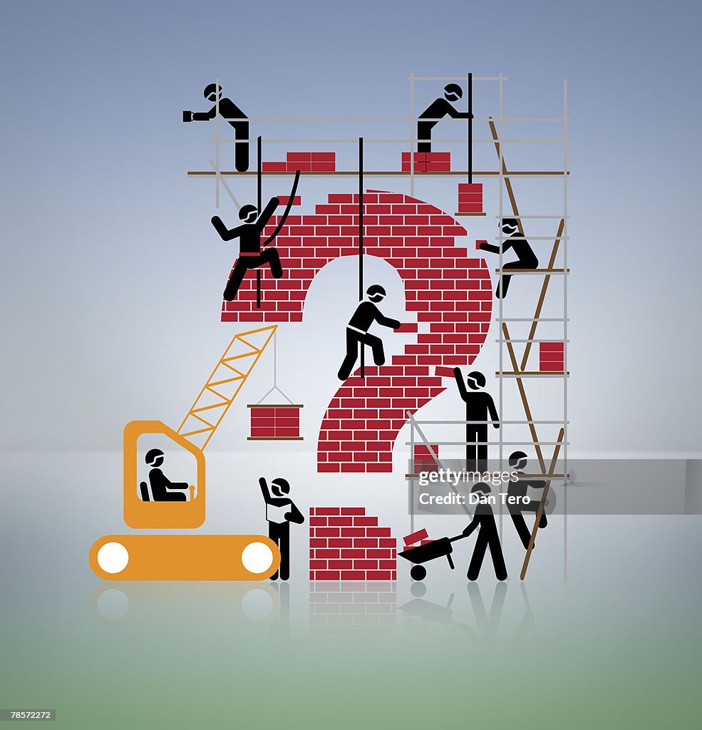 Stack Build Question Mark Men Building A Question Mark From Bricks Stock-Illustration - Getty Images