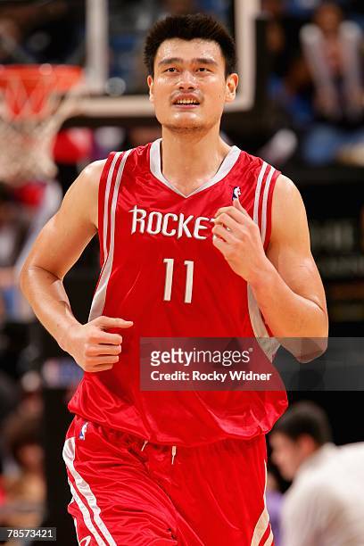 Yao Ming of the Houston Rockets runs upcourt during the game against the Sacramento Kings on December 1, 2007 at Arco Arena in Sacramento,...