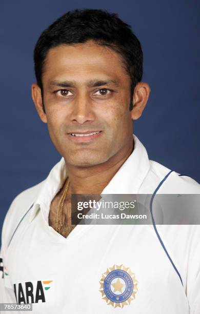 Anil Kumble of India poses during the Indian cricket team portrait session at the Melbourne Cricket Ground on December 19, 2007 in Melbourne,...